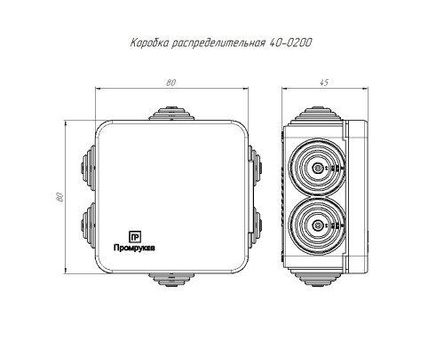 Коробка Промрукав ОП безгалогенная (HF) 70х70х40 IP55 (132шт/кор) 40-0200