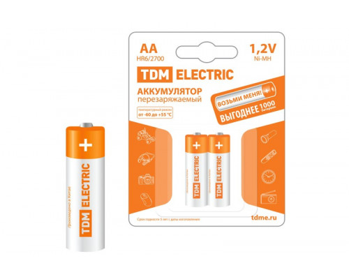 Аккумулятор AA-2700 mAh Ni-MH BP-2 TDM