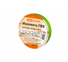 Изолента ПВХ 0,15х19мм Желто-Зеленая 20м TDM SQ0526-0007