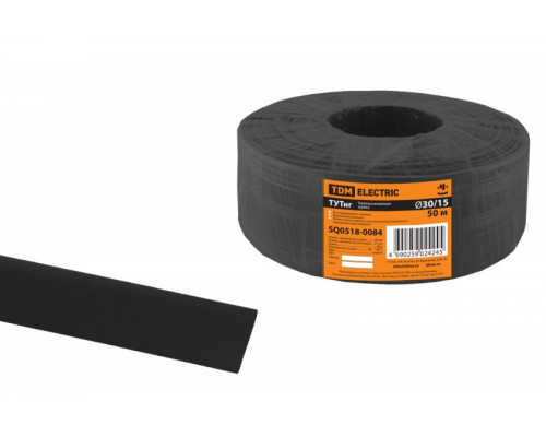Термоусаживаемая трубка ТУТнг TDM 30/15 черная (50 м/ролл) SQ0518-0084
