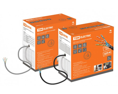 Кабель витая пара UTP Cat 5e 4х2х24AWG (305м) PE, чёрный уличный, м
