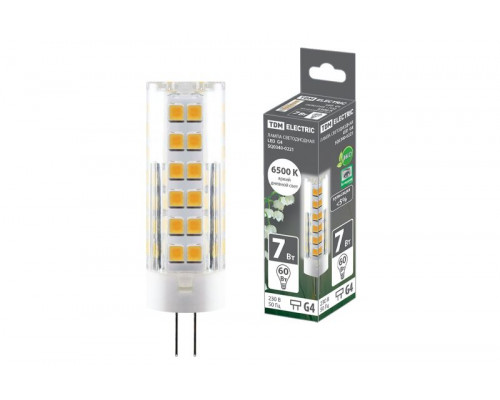 Лампа светодиодная G4-7 Вт-230 В-6500 К, SMD, 18,5x57 мм TDM SQ0340-0221