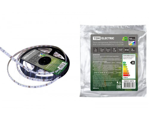 Лента светодиодная SMD5050-60 LED/м-IP20-12 В-10 Вт/м-RGBW (4 в 1), (5 м) TDM SQ0331-0373