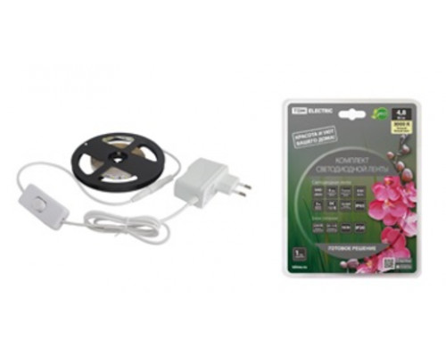 Лента светодиодная Комплект светодиодной ленты SMD2835-60 LED/м-12 В-4,8 Вт/м-IP65-6000 К (5 м), 24 Вт TDM SQ0331-0232