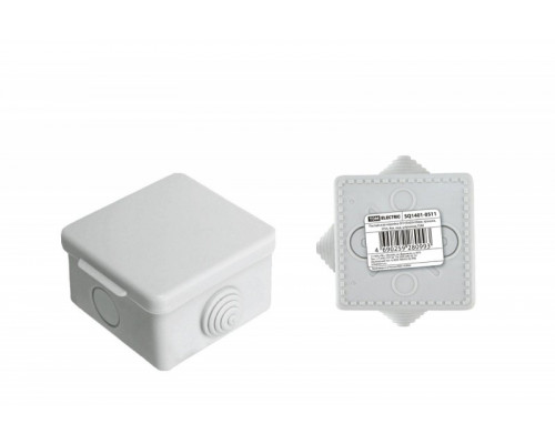 Коробка ОП 65х65х50мм, крышка, IP54, 4вх. штрихкод TDM* 13792 SQ1401-0511