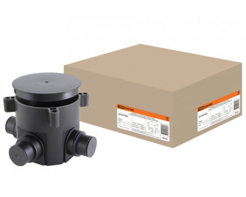 Коробка СП D70х72мм, 4 ввода, черная, для заливки в бетон, IP44 TDM SQ1402-9502