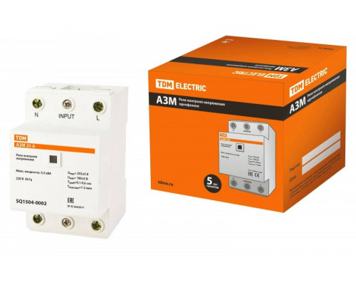 Реле контроля напряжения 1ф АЗМ 25А-230В TDM SQ1504-0002