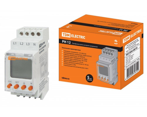 РН 12-3х400/230В (LCD-дисплей, 1нр+1нз-контакты) TDM