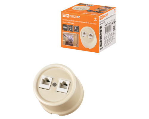 Ретро Болонь Розетка двойная компьютерная RJ45 сл. кость «Болонь» TDM SQ1820-0351