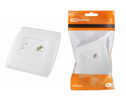 Серия Онега с/у Розетка компьютерная RJ45  белая TDM SQ1805-0022