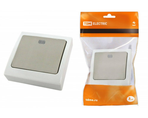 Серия Вуокса с/у Выключатель 1-кл. с подсветкой  IP54 10А TDM SQ1803-0105