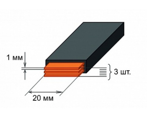 Шина медная гибкая изолированная ШМГ 3х(20x1мм) 2м. * 11247 SQ0828-0003