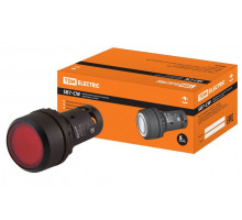Кнопка SB7-CW3465 с возвратом, 1НО+1НЗ, d22 мм, 220 В LED, красная, IP54 TDM SQ0746-0035