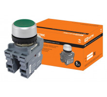 Кнопка MP1-20G в сборе d22мм 1з+1р зеленая TDM SQ0747-0002