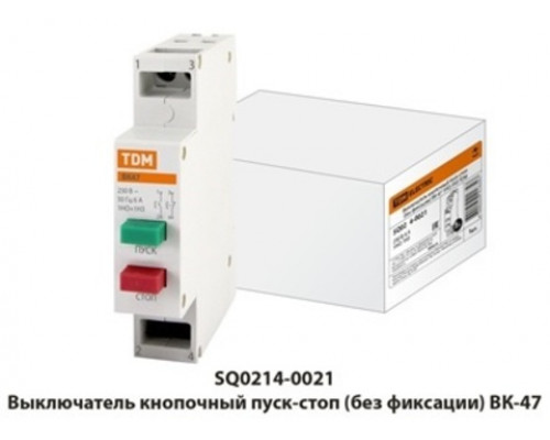 Выключатель кнопочный пуск-стоп (без фиксации) ВК-47 1НО;1НЗ TDM SQ0214-0021