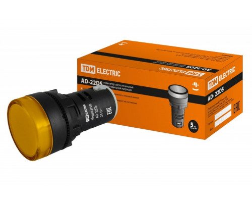 Лампа AD 22DS(LED)матрица d22мм желтый 24В AC/DC TDM SQ0702-0021