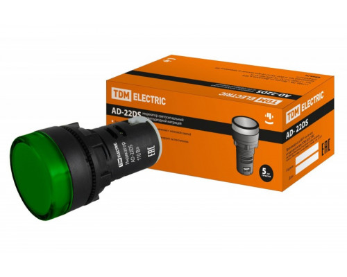 Лампа AD-22DS(LED)матрица d22мм зеленый 110В AC/DC TDM* 00-00002668 SQ0702-0031