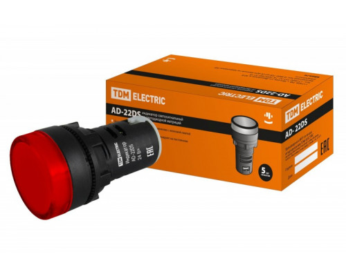 Лампа AD 22DS(LED)матрица d22мм красный 24В AC/DC TDM SQ0702-0006