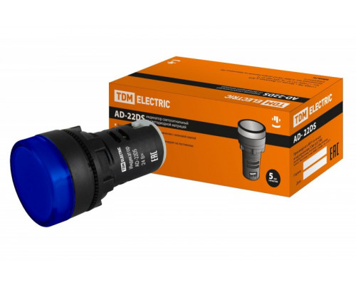 Лампа AD 22DS(LED)матрица d22мм синий 24В AC/DC TDM SQ0702-0022